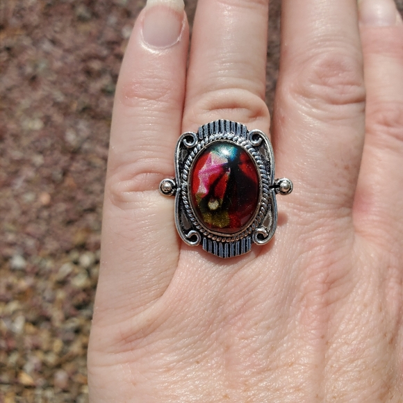 New Dichroic Glass Silver Ring. - Picture 6 of 11
